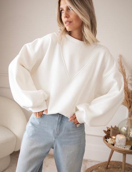 Snuggle Up Stitch White - Sweater