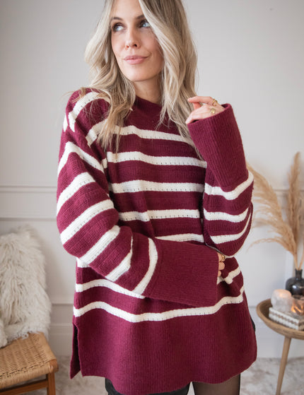 Bold Stripes Burgundy - Sweater