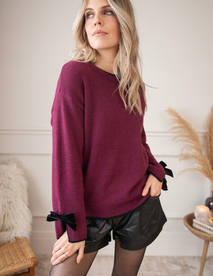 Bow Bliss Burgundy/Black - Sweater