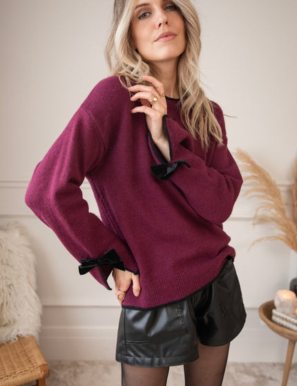 Bow Bliss Burgundy/Black - Sweater