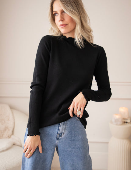 Cute Collar Ruches Black - Longsleeve