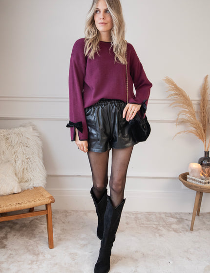 Bow Bliss Burgundy/Black - Sweater