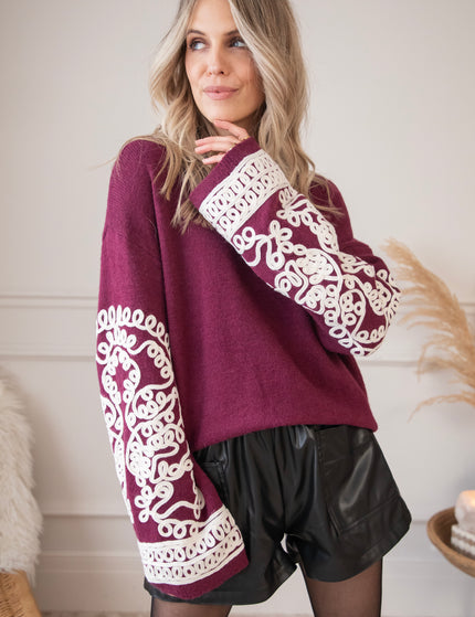 Loopy Sleeves Burgundy - Sweater