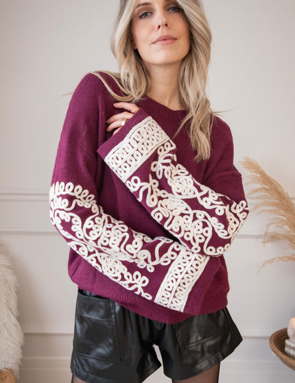 Loopy Sleeves Burgundy - Sweater