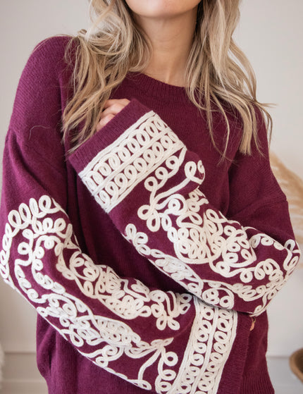 Loopy Sleeves Burgundy - Sweater