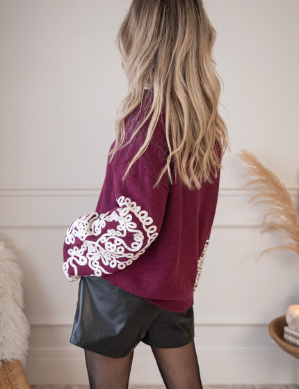 Loopy Sleeves Burgundy - Sweater