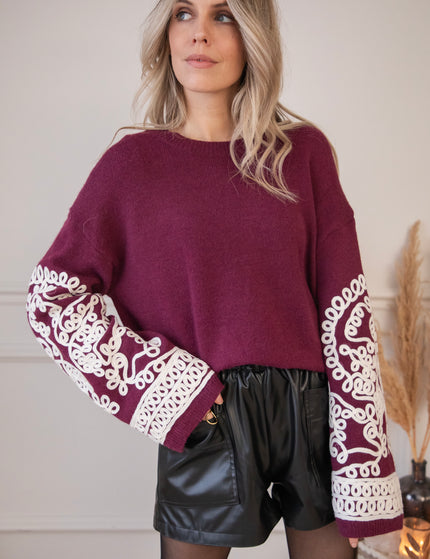 Loopy Sleeves Burgundy - Sweater