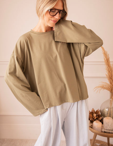 Sadie Basic Kaki - Longsleeve