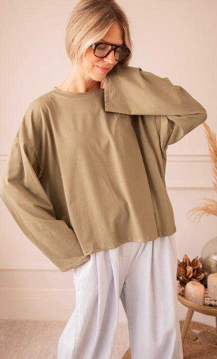 Sadie Basic Kaki - Longsleeve