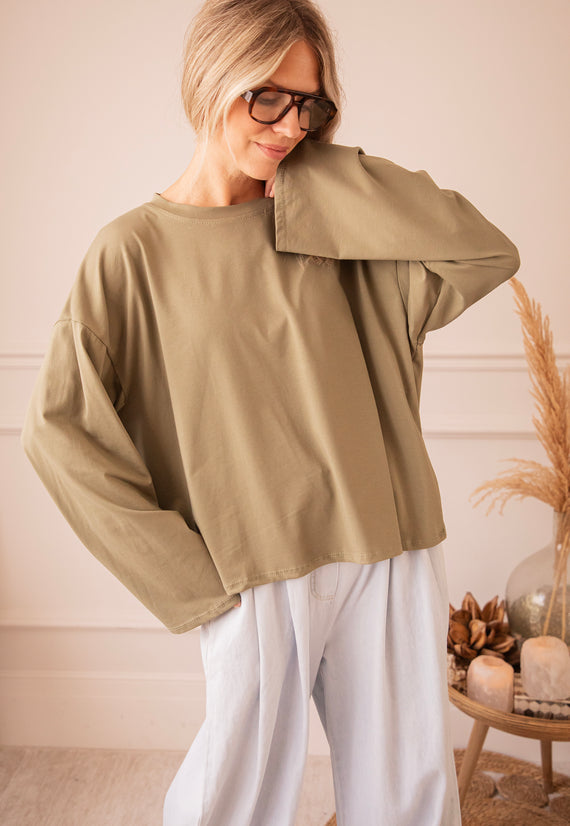 Sadie Basic Kaki - Longsleeve