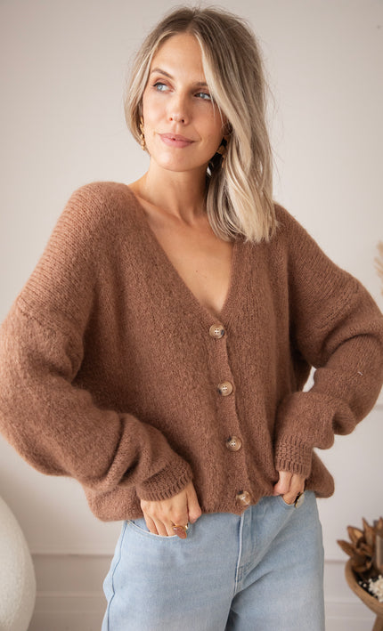 The Cozy Knit Caramel - Cardigan