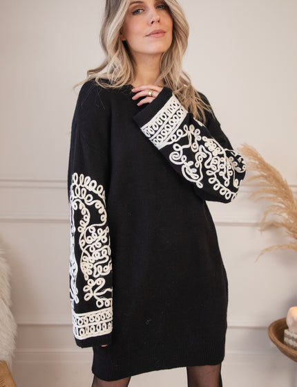 Loopy Sleeves Black - Sweater Dress