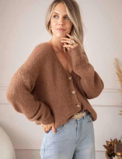 The Cozy Knit Caramel - Cardigan