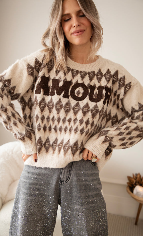 Amour Motif Café Au Lait - Sweater