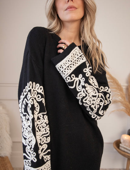 Loopy Sleeves Black - Sweater Dress