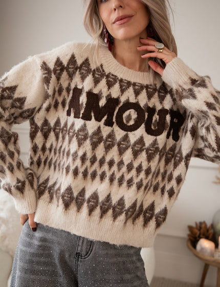 Amour Motif Café Au Lait - Sweater