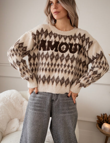 Amour Motif Café Au Lait - Sweater