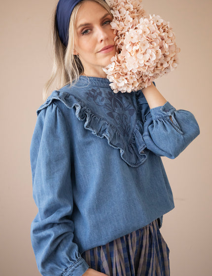 Jeany Ruche Blue - Blouse 