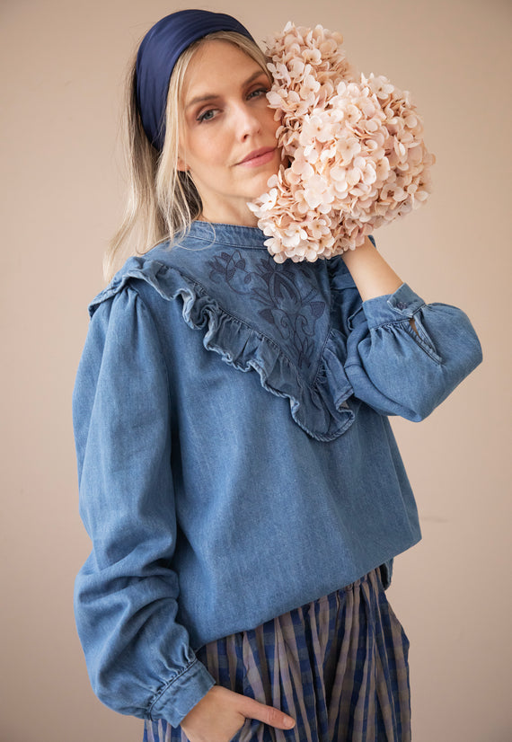 Jeany Ruche Blue - Blouse 