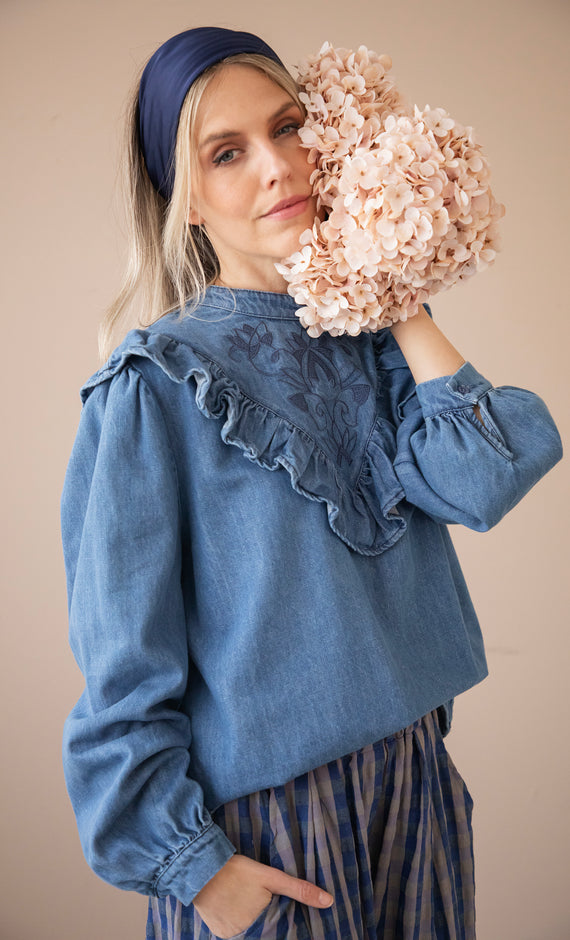 Jeany Ruche Blue - Blouse
