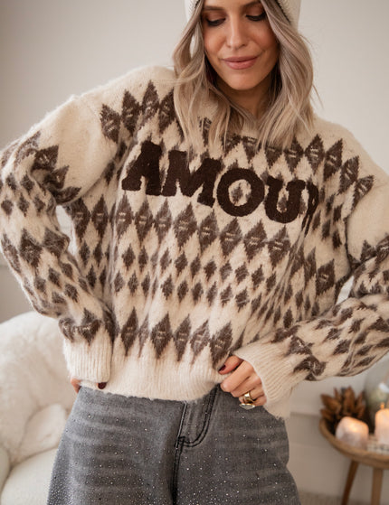 Amour Motif Café Au Lait - Sweater