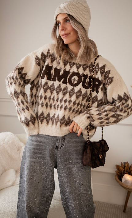Amour Motif Café Au Lait - Sweater
