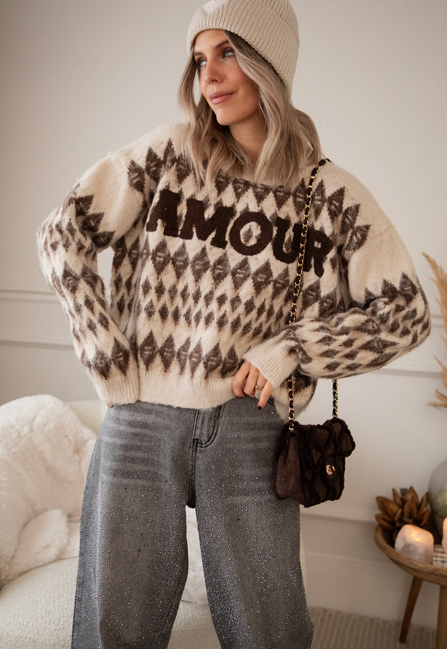 Amour Motif Café Au Lait - Sweater