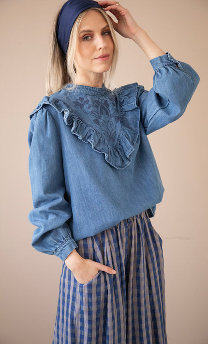 Jeany Ruche Blue - Blouse