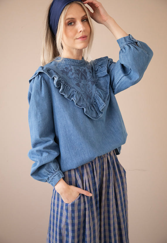 Jeany Ruche Blue - Blouse