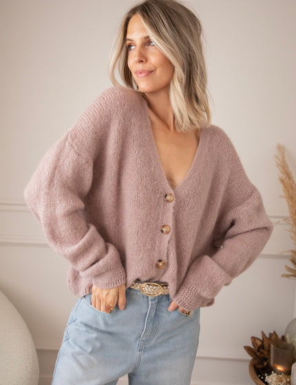 The Cozy Knit Old Pink - Cardigan