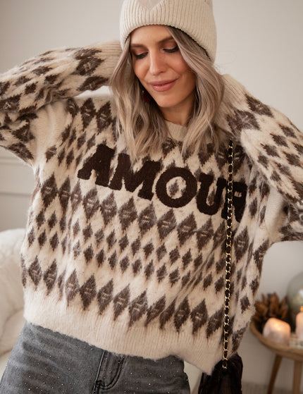 Amour Motif Café Au Lait - Sweater
