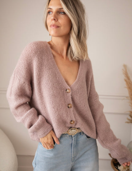 The Cozy Knit Old Pink - Cardigan