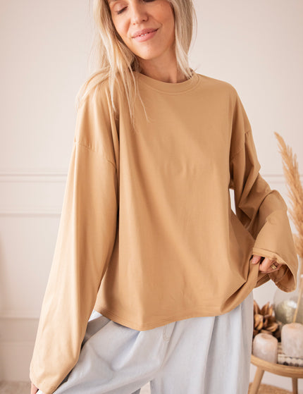 Langarmshirt - Sadie Basic - Kamel