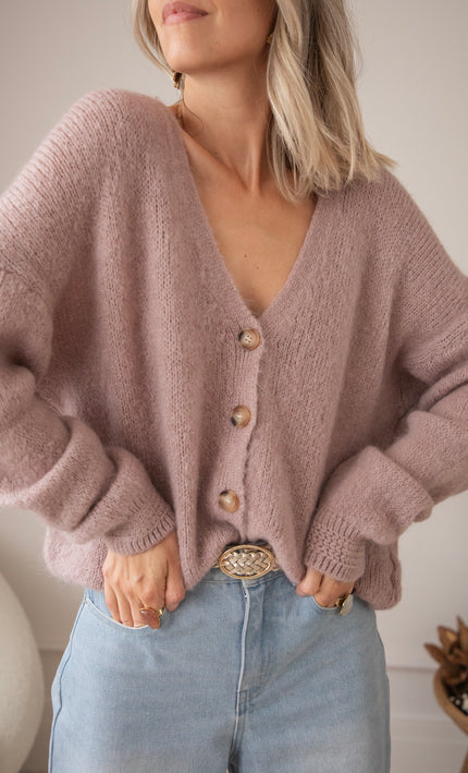 The Cozy Knit Old Pink - Cardigan