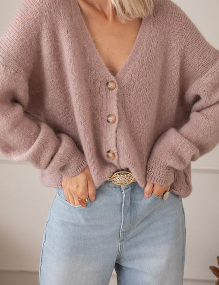 The Cozy Knit Old Pink - Cardigan