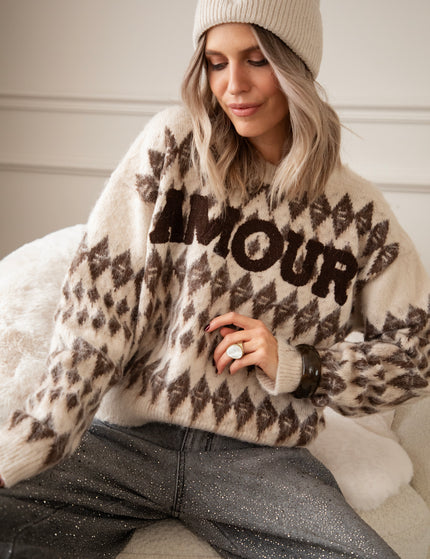 Amour Motif Café Au Lait - Sweater