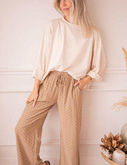 Easy Embroidery Taupe - Broek