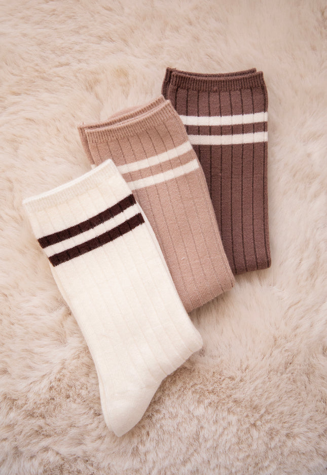 Cozy Lines Taupe - Socks