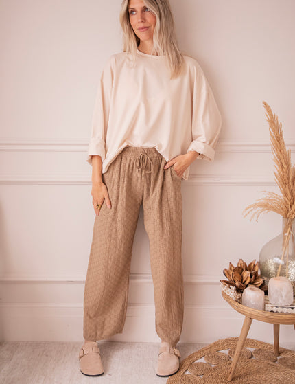Easy Embroidery Taupe - Broek