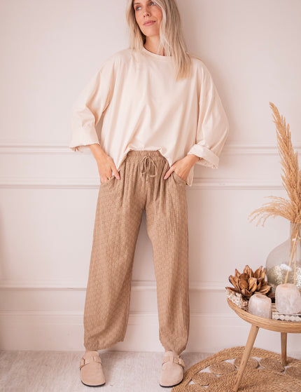 Easy Embroidery Taupe - Broek