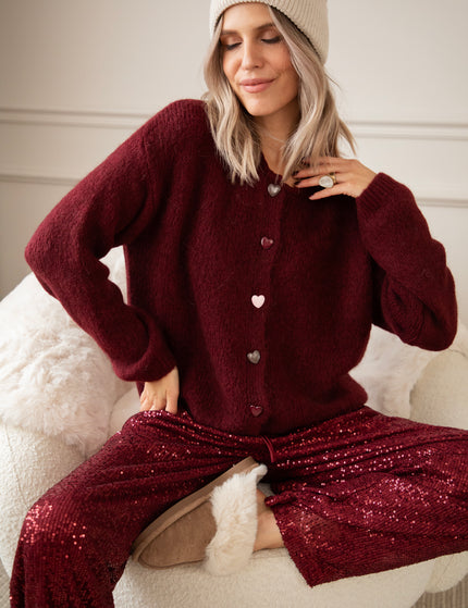 Strickjacke - Love Buttons - Bordeaux 