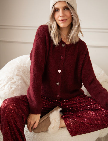 Strickjacke - Love Buttons - Bordeaux 