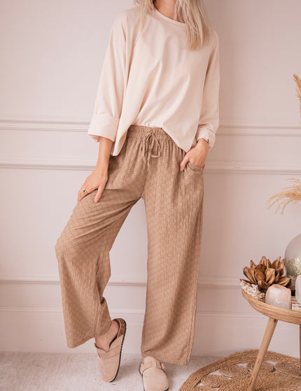 Easy Embroidery Taupe - Broek