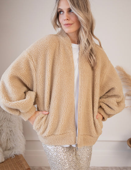 Bomberjacke - Teddy Snuggle - Beige