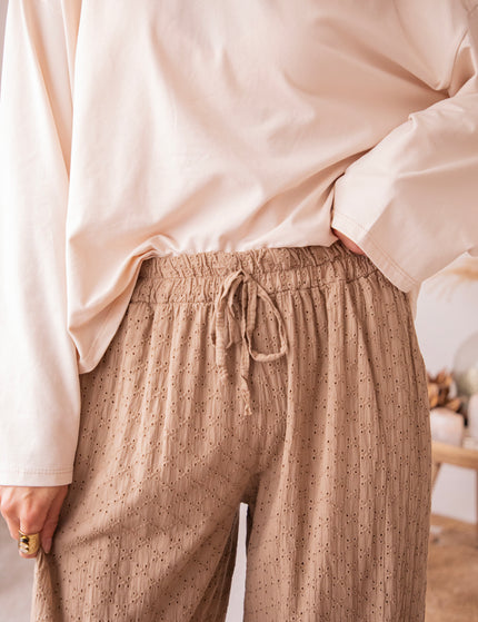 Easy Embroidery Taupe - Broek