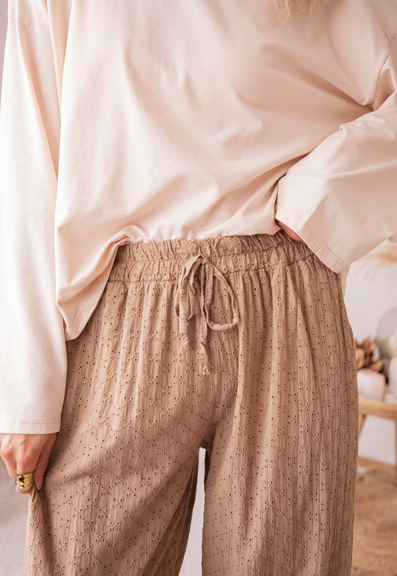 Easy Embroidery Taupe - Broek
