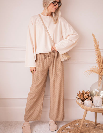 Easy Embroidery Taupe - Broek