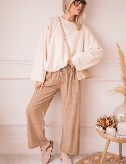 Easy Embroidery Taupe - Broek