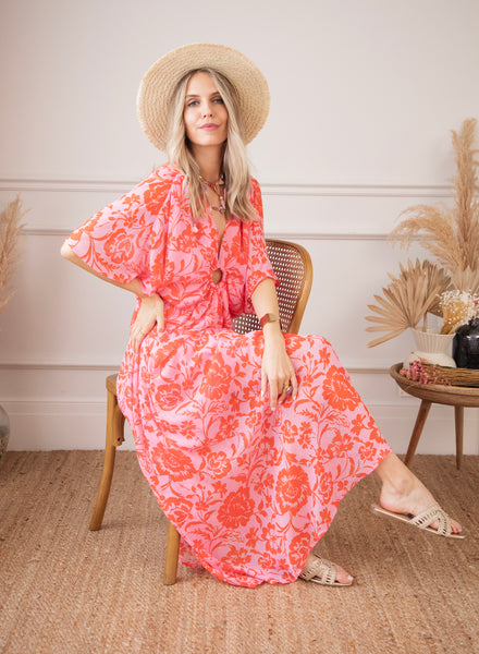 June Bloom Pink/Red - Maxi Dress
