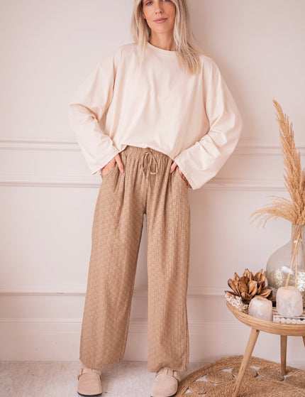Easy Embroidery Taupe - Broek